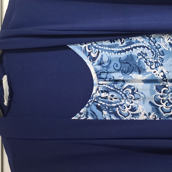 Tiffany & Grey Paisley Dress w attached duster jacket. EUC Qtr Sleeve - Picture 3 of 6